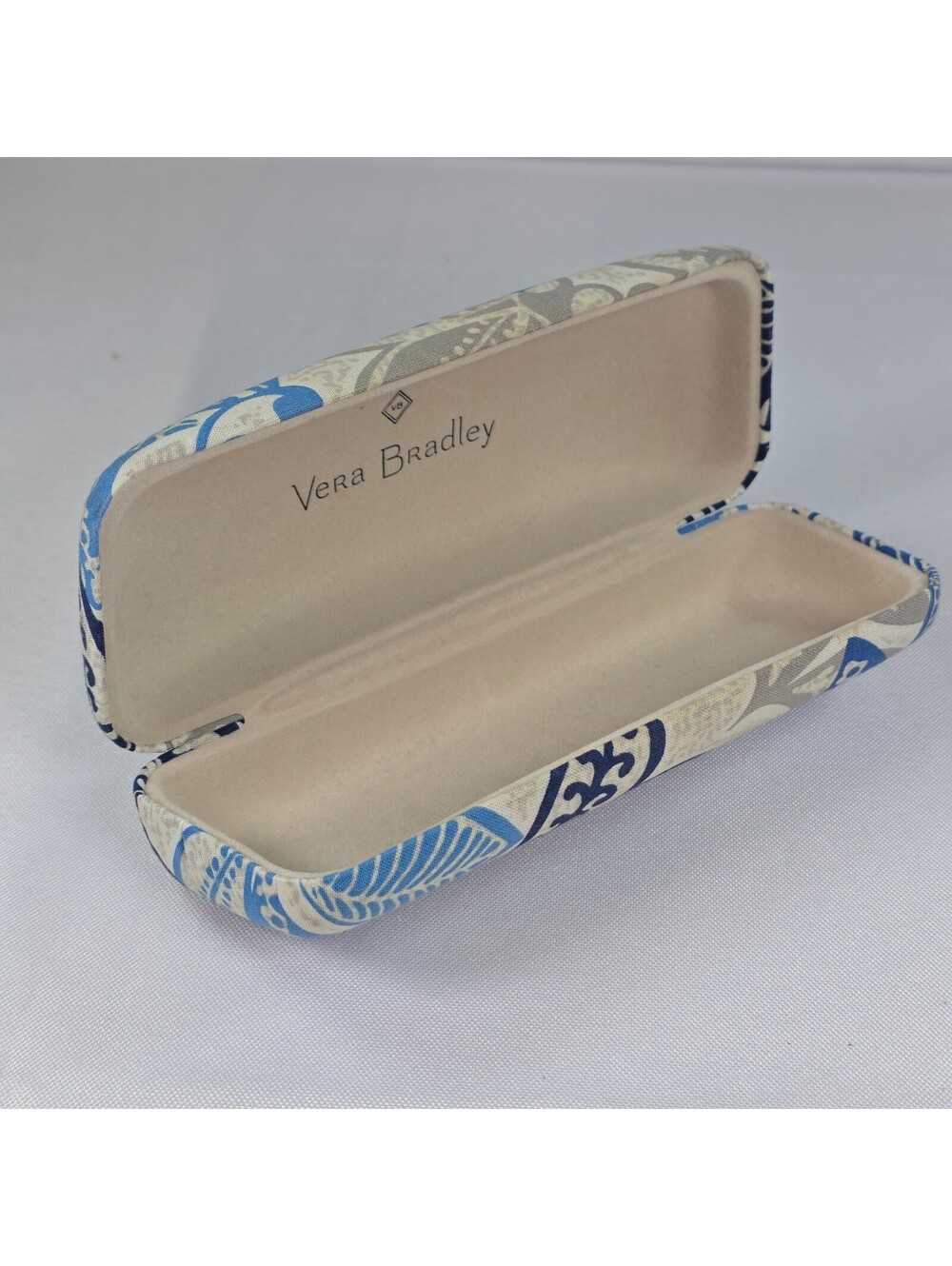 Vera Bradley Hard Shell Eyeglass Case Blue Teal Floral Batik Pattern Eyewear